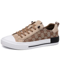 Men's brown retro pattern print casual shoe sneaker 01