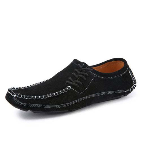 Black urban casual suede leather slip on shoe loafer | Mens shoes ...