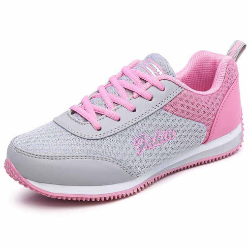 Grey pink pattern casual lace up shoe sneaker | Womens shoe sneakers ...