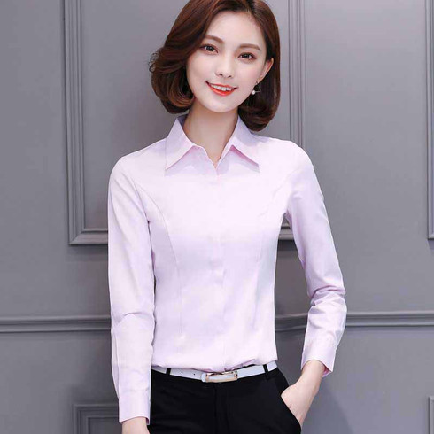 Pink plain long sleeve concealed button shirt | Womens shirts clothing ...