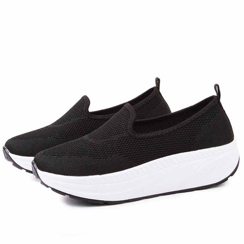 Black texture flyknit slip on rocker bottom shoe sneaker | Womens ...