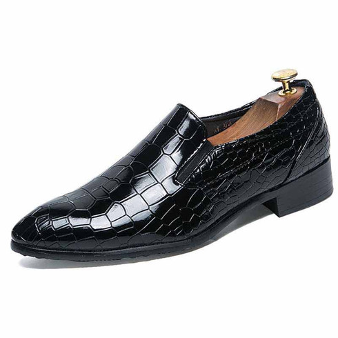 Black check patent leather slip on dress shoe | Mens dress shoes online ...