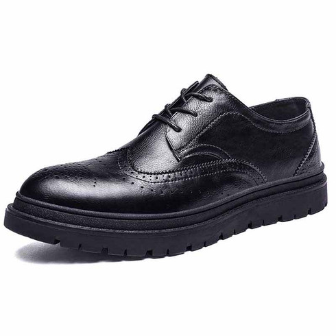 Black retro brogue leather derby dress shoe | Mens dress shoes online ...