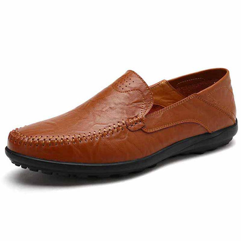 Red brown crumple leather slip on shoe loafer | Mens loafers online 1414MS