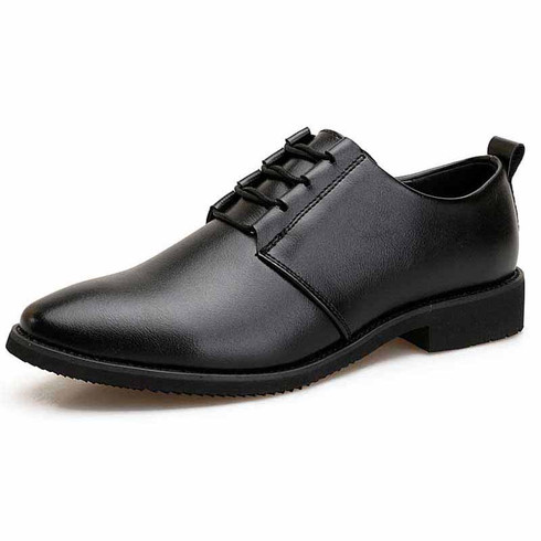 Black simple plain urban leather dress shoe | Mens dress shoes online ...