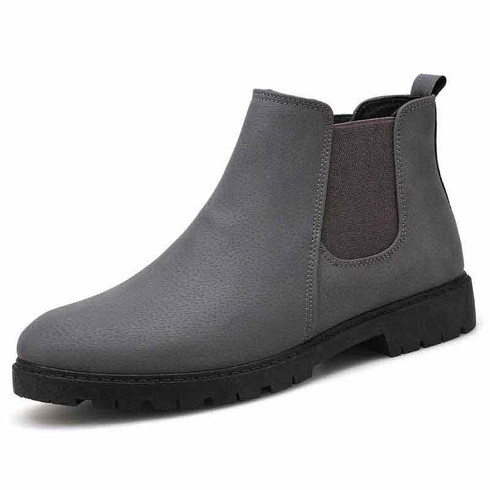 Grey plain design slip on shoe boot | Mens shoe boots online 1447MS