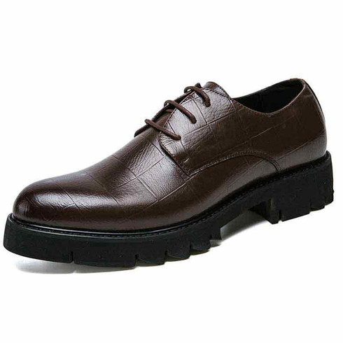 Brown check block leather derby dress shoe | Mens dress shoes online 1498MS