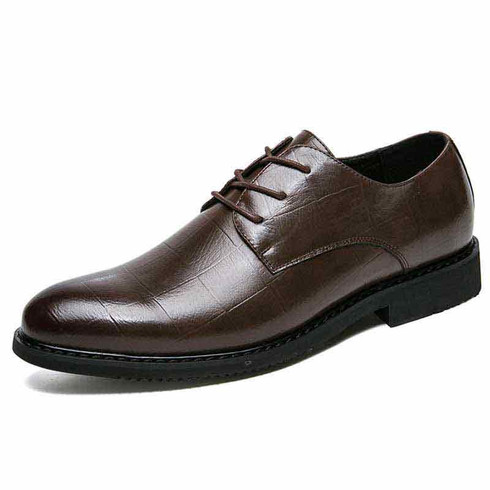 Brown check block leather derby dress shoe | Mens dress shoes online 1499MS