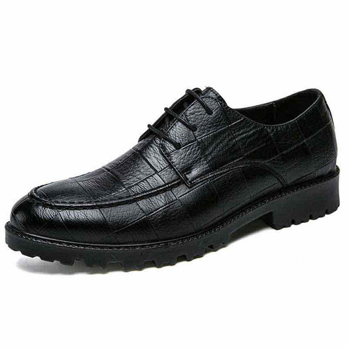 Black check block leather derby dress shoe | Mens dress shoes online 1505MS