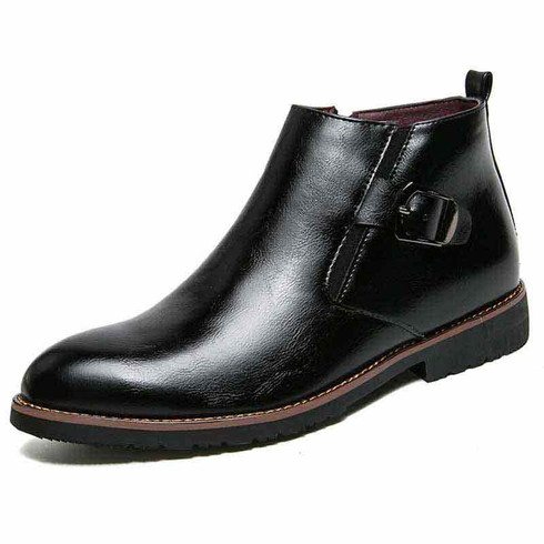 Black buckle side zip slip on dress shoe | Mens shoe boots online 1521MS