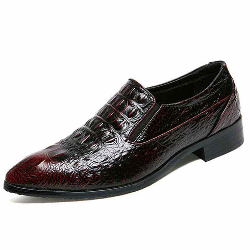 Red crocodile skin pattern slip on dress shoe | Mens dress shoes online ...