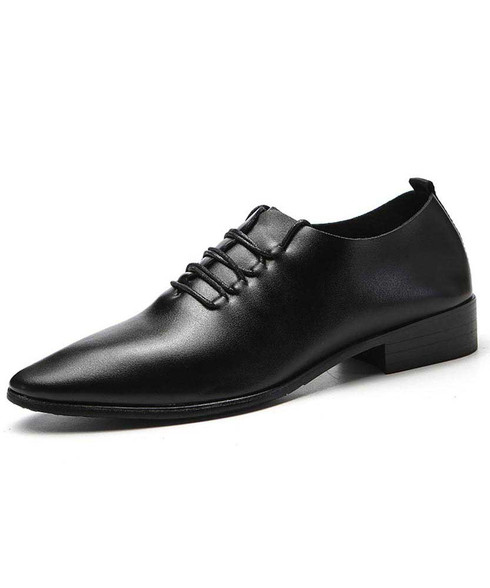 Black plain oxford dress shoe point toe | Mens dress shoes online 1545MS