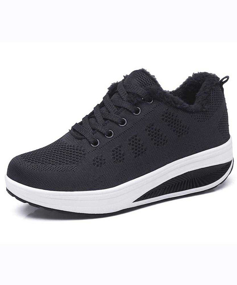 Black block stripe flyknit winter rocker bottom shoe sneaker