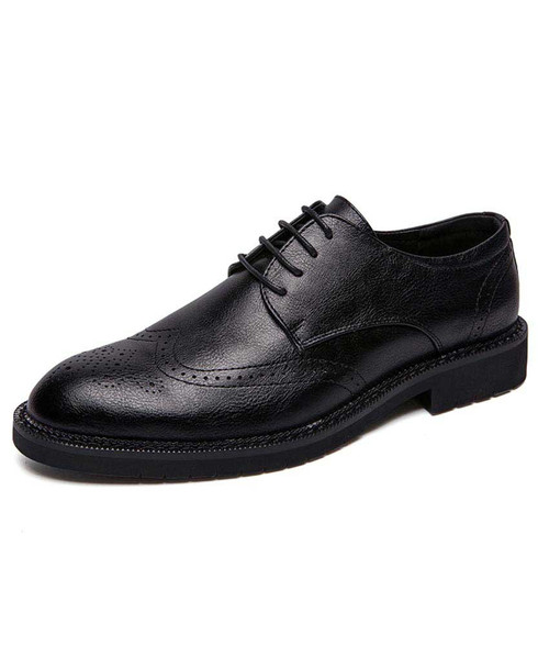 Black retro brogue leather derby dress shoe | Mens dress shoes online ...