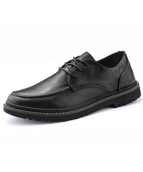 Black retro texture leather derby dress shoe | Mens dress shoes online ...