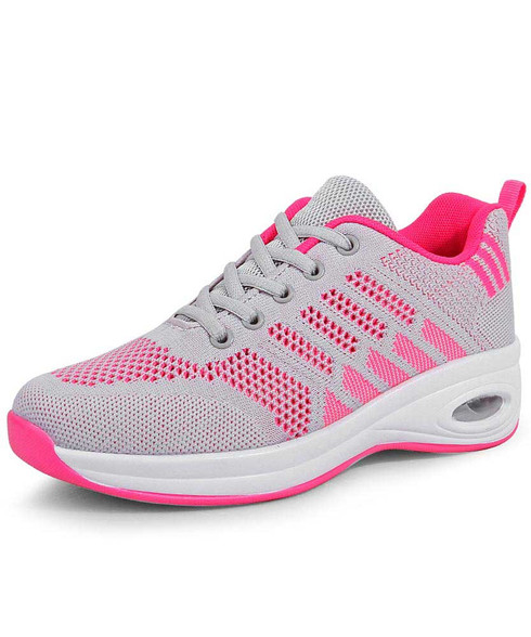 Grey pink flyknit stripe block texture shoe sneaker | Womens shoe ...