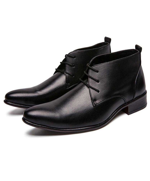 Black leather derby dress shoe boot point toe | Mens shoe boots online ...