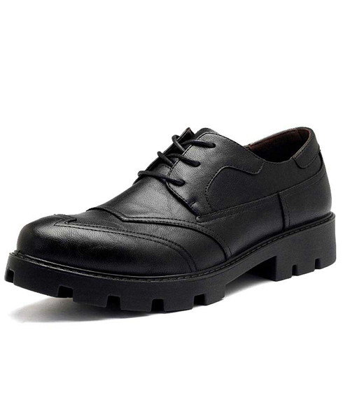 Black derby pattern height increase leather dress shoe | Mens dress ...