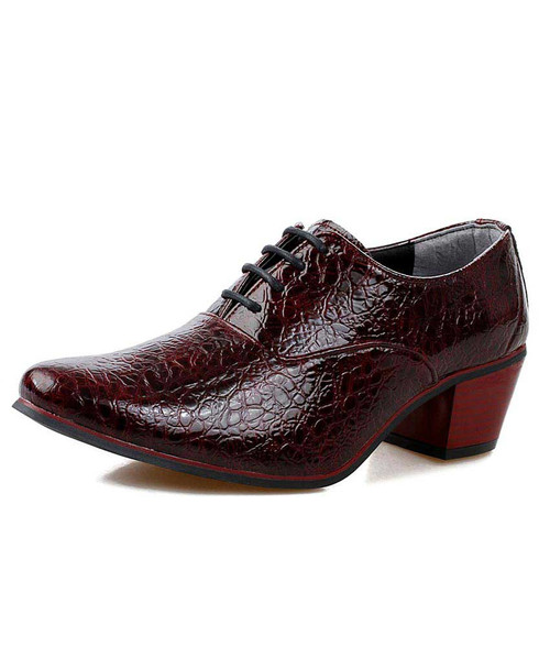 Red leather oxford dress shoe crocodile skin pattern | Mens dress shoes ...