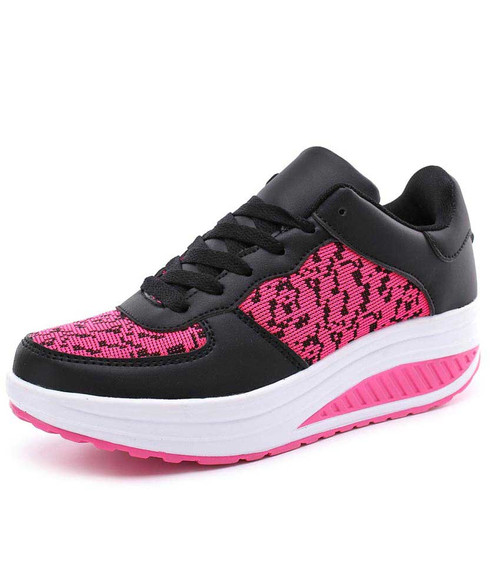 Black pink texture pattern rocker bottom shoe sneaker | Womens rocker ...