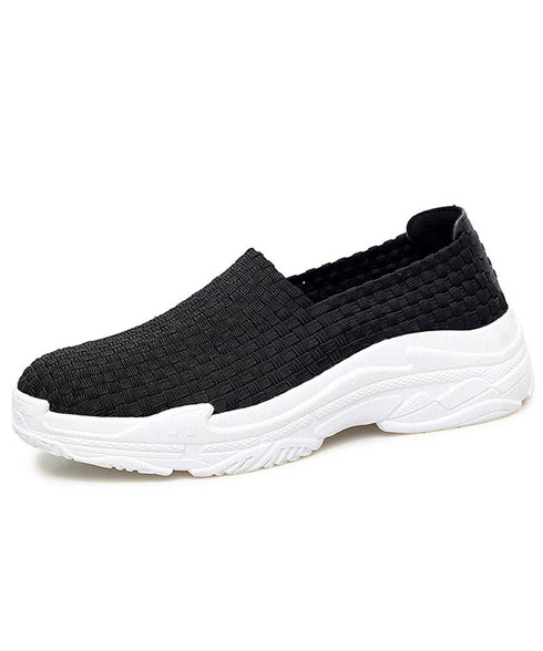 Black check weave slip on shoe sneaker white bottom | Mens shoe ...