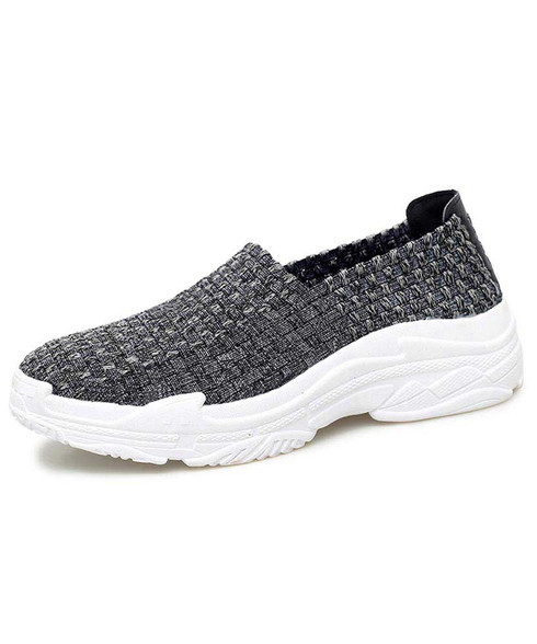 Grey check weave slip on shoe sneaker white bottom | Mens shoe sneakers ...