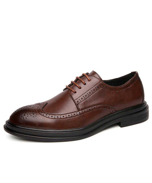 Brown brogue retro leather derby dress shoe | Mens dress shoes online ...