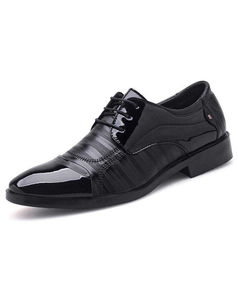 Black stripe texture leather derby dress shoe | Mens dress shoes online ...