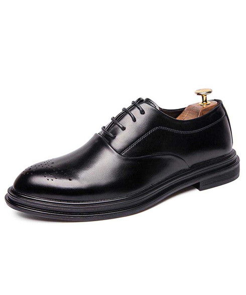 Black retro brogue oxford leather dress shoe | Mens dress shoes online ...