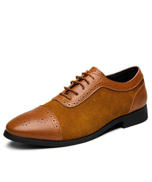Brown retro brogue suede leather oxford dress shoe | Mens dress shoes ...