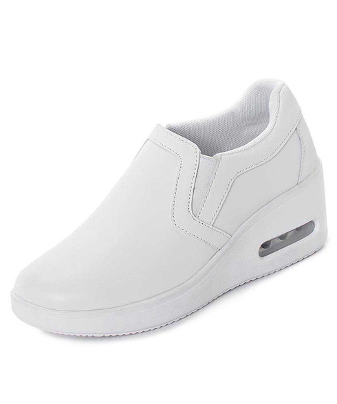 womens white leather slip ons