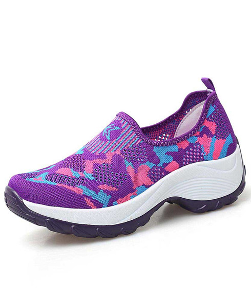 Purple camouflage pattern slip on double rocker shoe sneaker | Womens ...