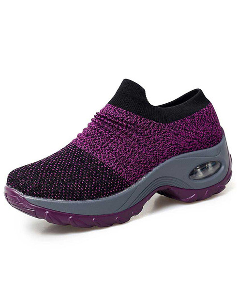 Purple stripe slip on double rocker bottom sneaker | Womens rocker ...