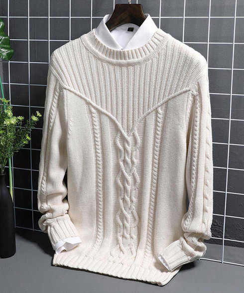 White pattern stripe texture long sleeve sweater | Mens sweaters ...