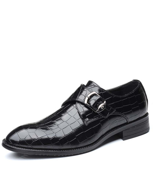 Black croco skin pattern monk strap dress shoe | Mens dress shoes ...