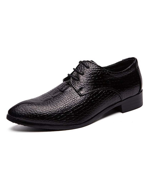 Black croc skin pattern leather derby dress shoe | Mens dress shoes ...