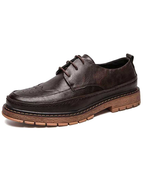 Brown retro brogue sewed leather derby dress shoe | Mens dress shoes ...