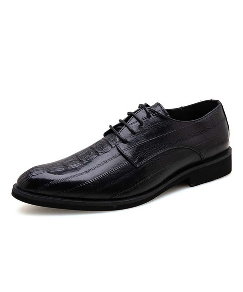 Black croco skin pattern stripe derby dress shoe | Mens dress shoes ...