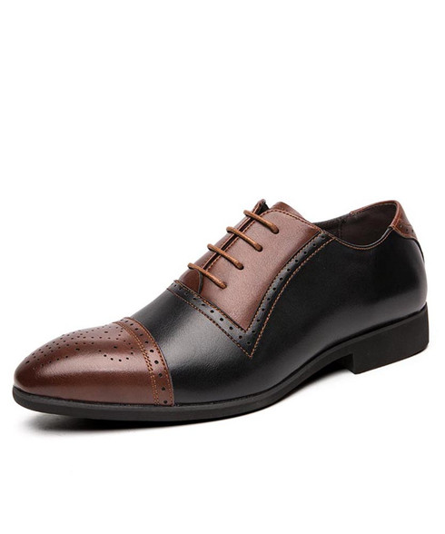 Brown black two tone brogue oxford dress shoe | Mens dress shoes online ...