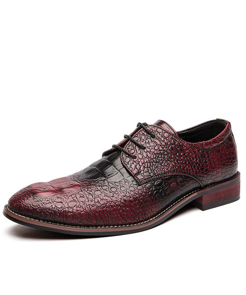 Red croco skin pattern derby dress shoe | Mens dress shoes online 1954MS