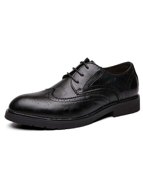 Black retro brogue leather derby dress shoe | Mens dress shoes online ...