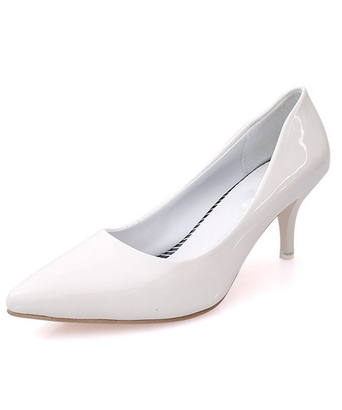 White point toe slip on heel dress shoe in plain | Womens heel dress ...
