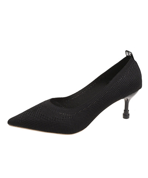 Black texture slip on heel dress shoe | Womens dress shoes, court ...