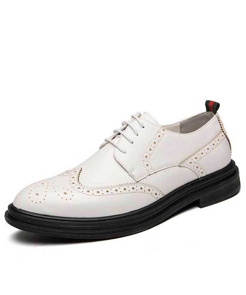 White retro brogue leather derby dress shoe | Mens dress shoes online ...