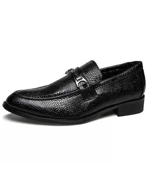 Black snake skin pattern buckle leather slip on dress shoe | Mens dress ...