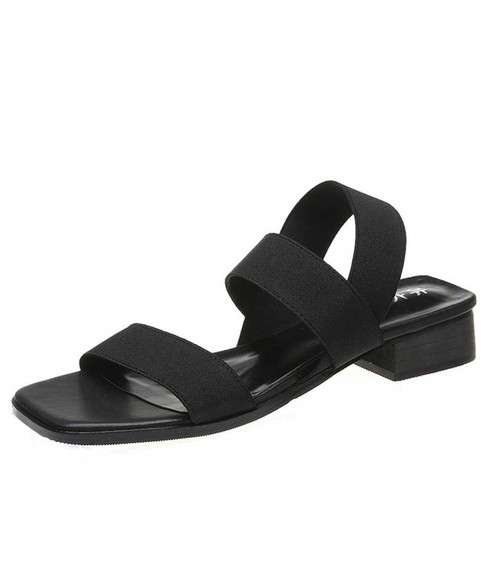 Black square toe slip on shoe sandal | Womens shoe sandals online 2233WS