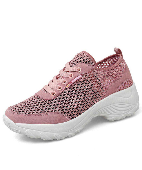 Pink hollow cut double rocker bottom shoe sneaker | Womens rocker shoes ...
