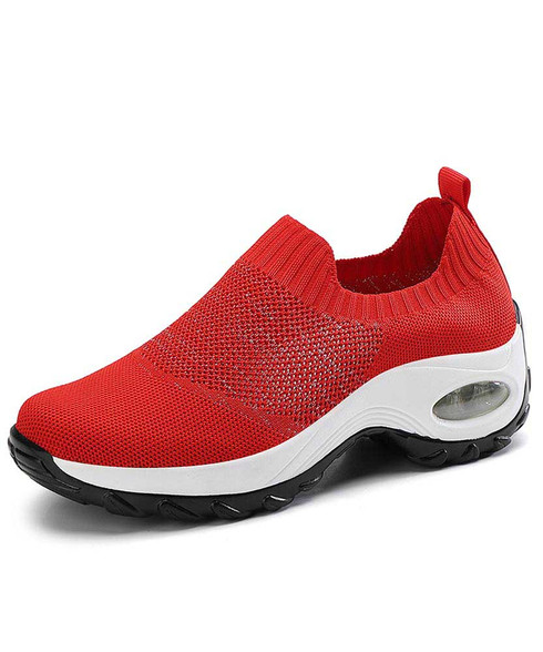 red slip on tennis shoes