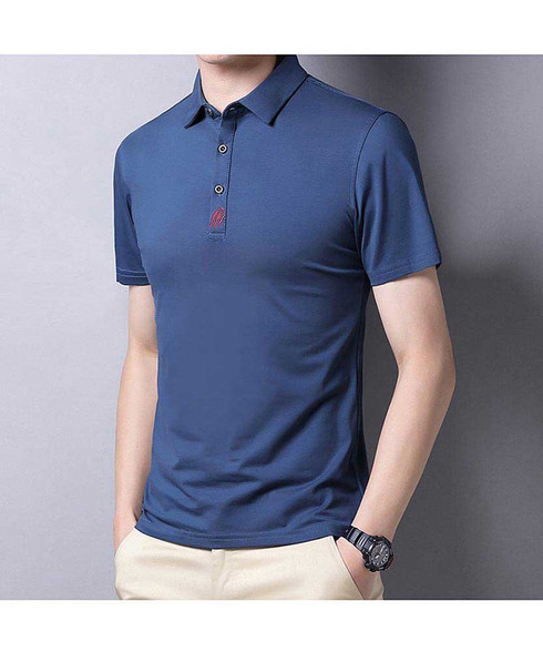 Navy logo pattern pull over short sleeve polo | Mens polo shirts online ...