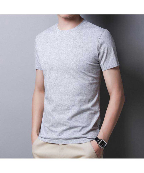 Grey round neck short sleeve t-shirt in plain | Mens t-shirts online ...